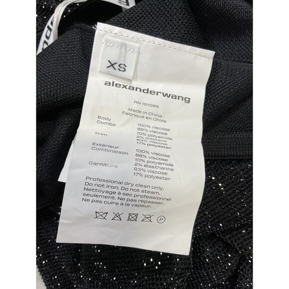 Alexander Wang Black Viscose Sheer Boot Leg Pant With Clear Bead Hotfix Size XS - Picture 5 of 5